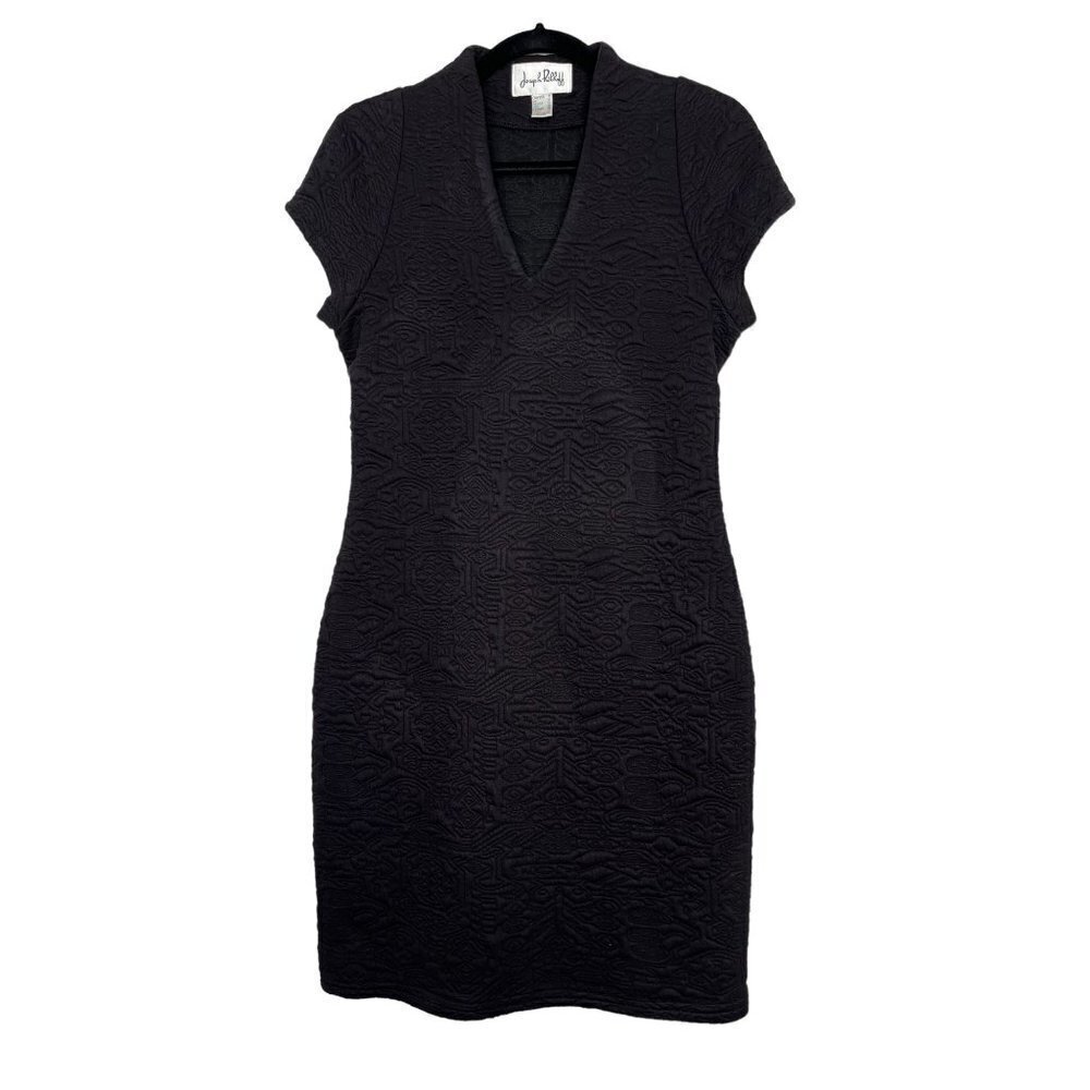 Joseph Ribkoff Jacquard Dress Black Textured Knit Size 8 LBD Career